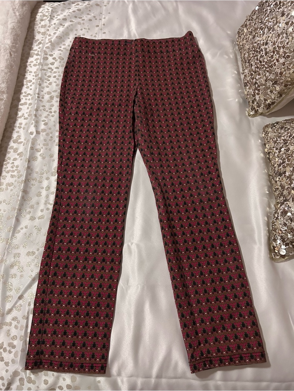 The Limited Cropped Red and Black Patterned Ankle Pants